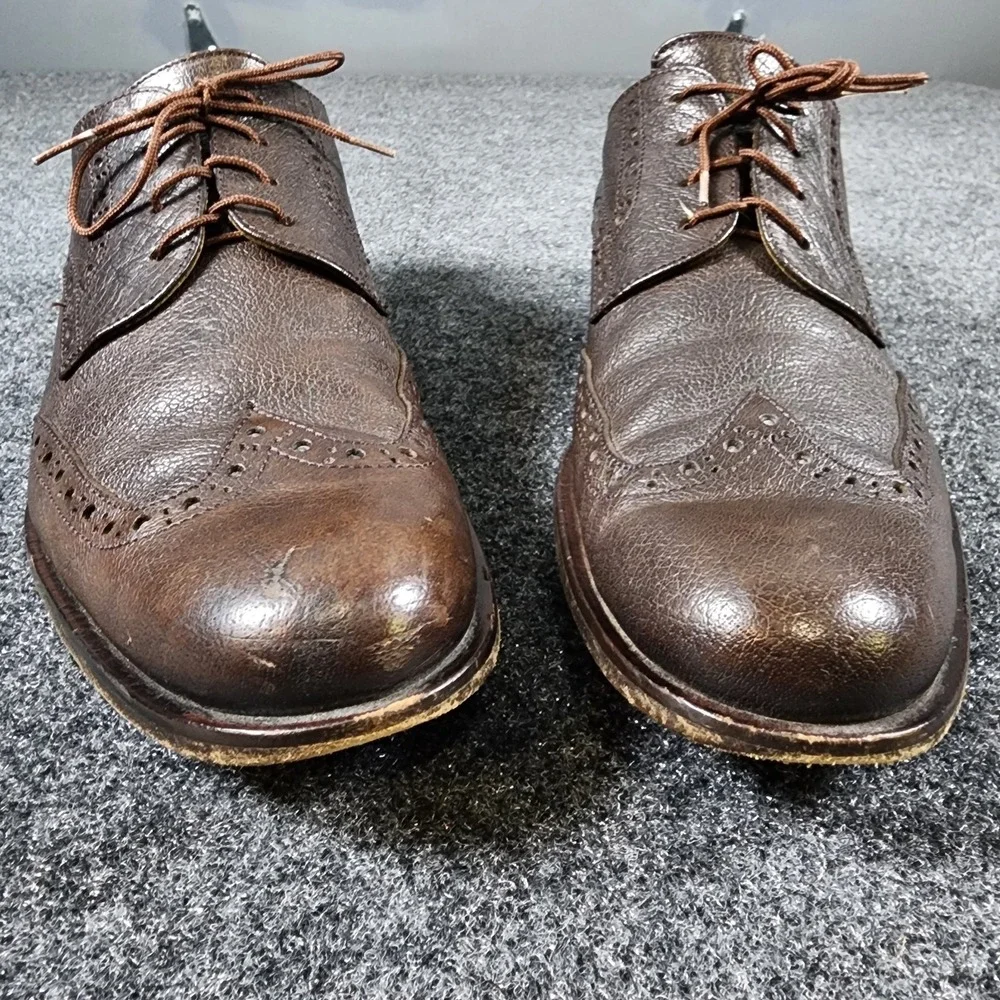 Billy Reid Wingtip Oxford Shoes Size 8 Men Dark‎ Brown Leather Made in Italy
